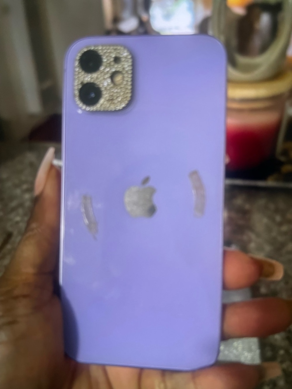 Apple Purple iPhone 12 unlocked with Rhinestone Camera Accent - Picture 5 of 8